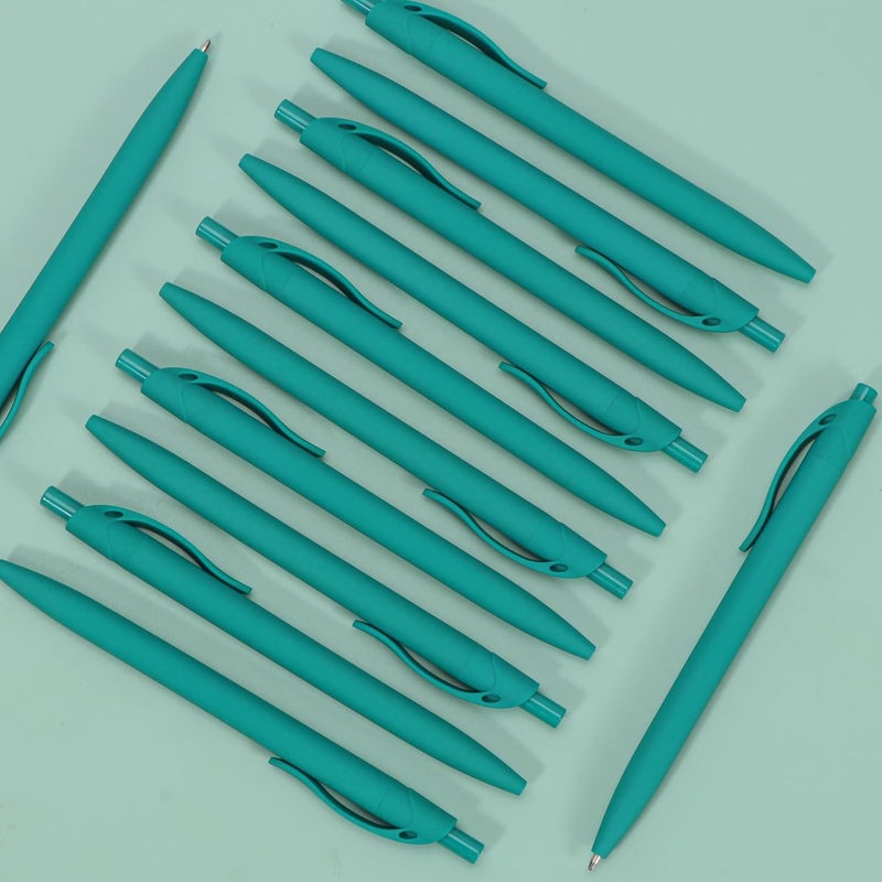 deegtran 100 Pack No Bleed Teal Blue Barrel Click Pens, Wholesale Retractable Ballpoint Pens, Medium Point, Smooth Ink, 1.0MM Black Ink - Image 4